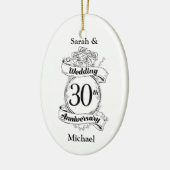 30th Wedding Jubileum Flowers Roos Romantic Keramisch Ornament (Links)