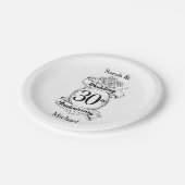 30th Wedding Jubileum Flowers Roos Romantic Papieren Bordje (Gekanteld)