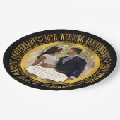 30th Wedding Jubileum Foto zwart | Goudtoon Papieren Bordje (Gekanteld)