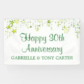 30th Wedding Jubileum Green Stars Script Name Spandoek (Horizontaal)