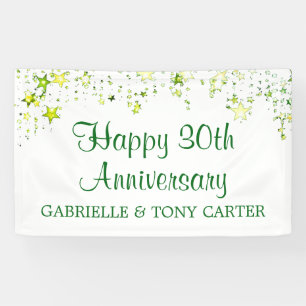 30th Wedding Jubileum Green Stars Script Name Spandoek