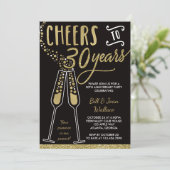 30th Wedding Jubileum Invitation, Faux Glitter Kaart (Staand voorkant)