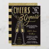 30th Wedding Jubileum Invitation, Faux Glitter Kaart (Voorkant / Achterkant)