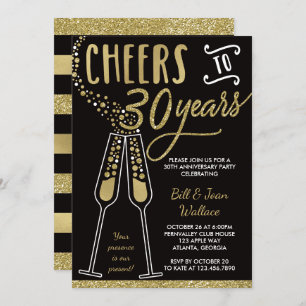 30th Wedding Jubileum Invitation, Faux Glitter Kaart