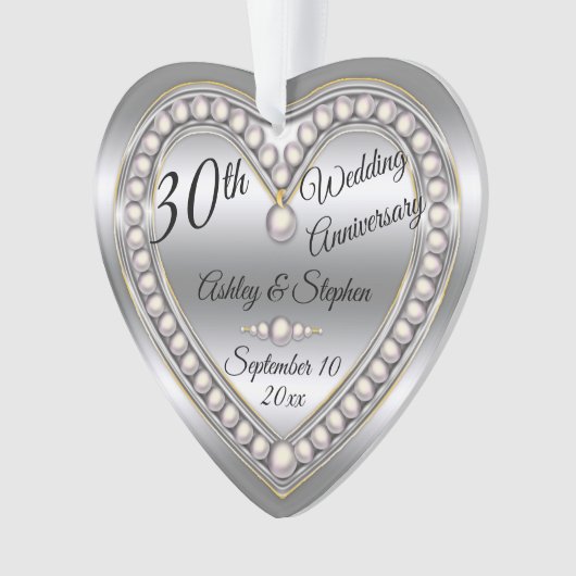 30th Wedding Jubileum Pearl Jubliee Keepomwille Ornament (voorkant)