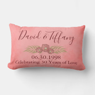 30th Wedding Jubileum Roze Personaliseer Floral Kussen