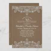 30th Wedding Jubileum Rustic Dark Burlap Lace Kaart (Voorkant / Achterkant)