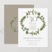 30th Wedding Jubileum Save the Date Greenery Aankondigingskaart (Voorkant / Achterkant)