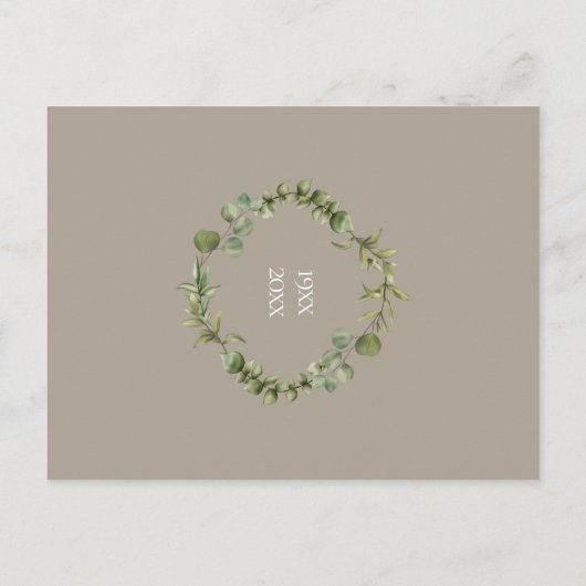 30th Wedding Jubileum Save the Date Greenery Aankondigingskaart (Achterkant)