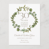 30th Wedding Jubileum Save the Date Greenery Aankondigingskaart (Voorkant)
