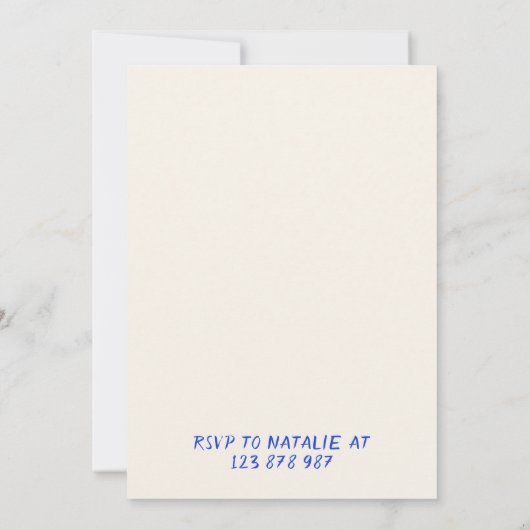 30thBlue Bow Hand getrokken Coquette Verjaardagsfe Kaart (Achterkant)