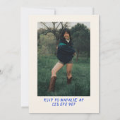 30thBlue Bow Hand getrokken Coquette Verjaardagsfo Kaart (Achterkant)