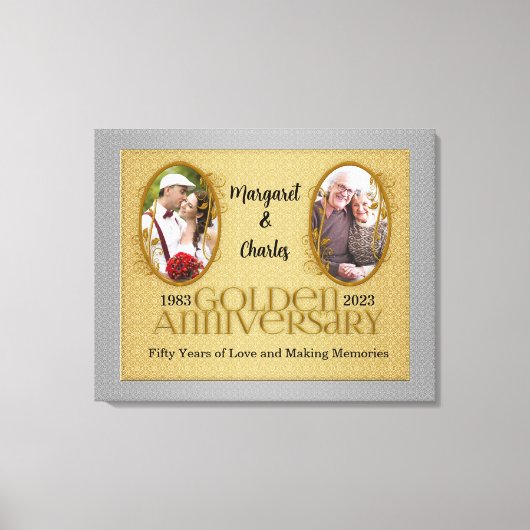 30x24 50e Golden Annivsersary Photo Collage Canvas Afdruk (Voorkant)