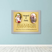 30x24 50e Golden Annivsersary Photo Collage Canvas Afdruk (Insitu (Houten vloer))