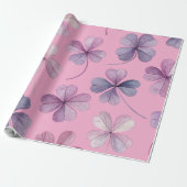 “30x60 Inpakpapier – Roze & Paarse Klaver” (Uitgerold)