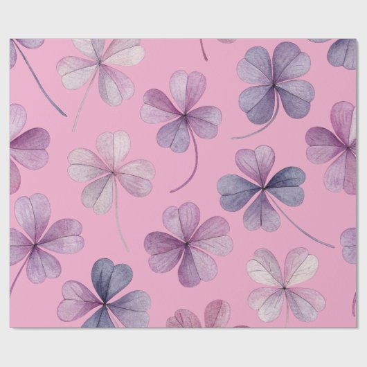 “30x60 Inpakpapier – Roze & Paarse Klaver” (Vlak)