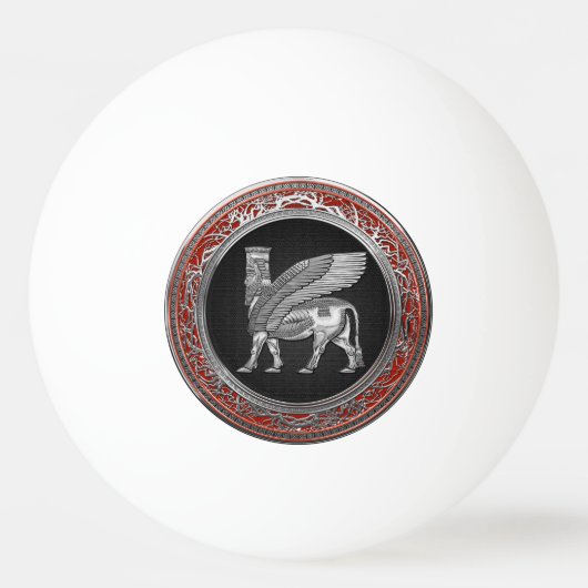 [310] Assyrian Winged Bull - Silver Lamassu Pingpongbal (Voorkant)