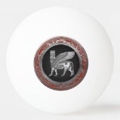 [310] Assyrian Winged Bull - Silver Lamassu Pingpongbal (Achterkant)