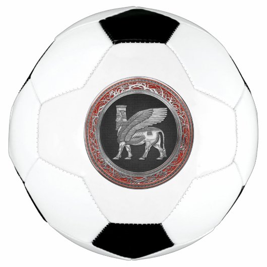 [310] Assyrian Winged Bull - Silver Lamassu Voetbal (Voorkant)