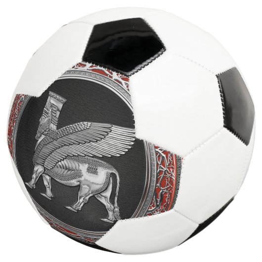 [310] Assyrian Winged Bull - Silver Lamassu Voetbal (Drie kwart)
