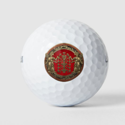 [310] Twee gouden nieren met een levensboom Golfballen (Voorkant)
