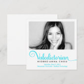 311 Afstudeerders in Turquoise Afstuderen Aankondiging (Voorkant / Achterkant)