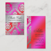 311 Alonnah Damask Cherry Cake Pink & Red Visitekaartje (Voorkant / Achterkant)