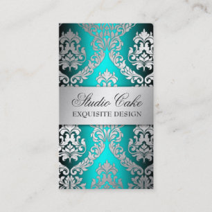 311 Alonnah Damask Island Aqua Green Metallic Visitekaartje