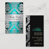 311 Alonnah Damask Island Aqua Green Metallic Visitekaartje (Voorkant / Achterkant)