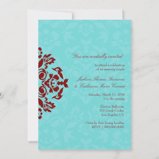 311 Aqua Blue Flame 5 x 7 Invite Kaart (Achterkant)