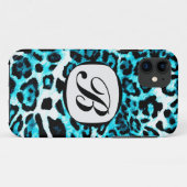 311 Aqua Blue Leopard Initiaal iPhone Hoesje (Achterkant (horizontaal))