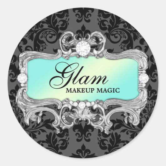 311 Aqua Glam Crazy Sticker Zwart Damask (Voorkant)