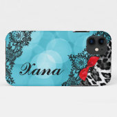 311 Aqua Red Leopard Dream in Lights Lace faux bow Case-Mate iPhone Case (Achterkant (horizontaal))