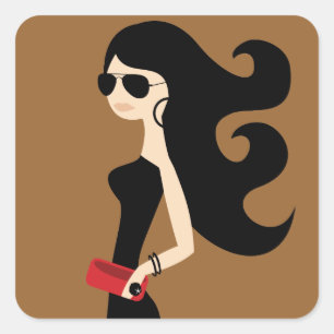 311 Aviator Fashionista Bronze Red Purse Vierkante Sticker