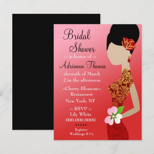 311-AZIATISCHE BRUID DOUCHE UITNODIGING (Voorkant / Achterkant)