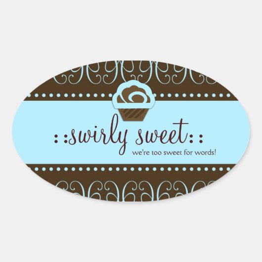 311 Baby Blauw Swirly Sweet Ovale Sticker (Voorkant)