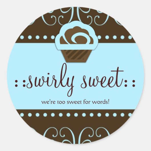 311 Baby Blauw Swirly Sweet Ronde Sticker (Voorkant)