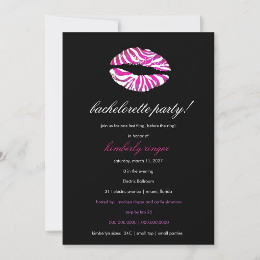 311-Bachelorette/Lingerie Party Invite Kaart (Voorkant)
