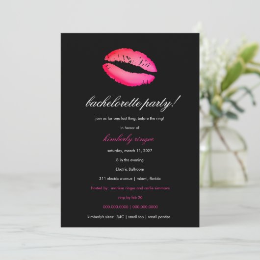 311 Bachelorette Lingerie Party Invite Kaart (Staand voorkant)