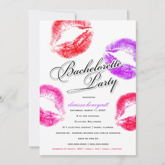 311-Bachelorette Party - Colorful Kisses Kaart (Voorkant)