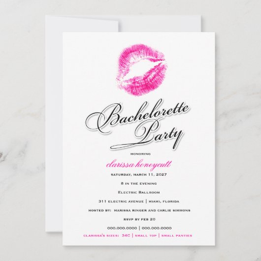 311-Bachelorette Party - Roze Kisses Kaart (Voorkant)
