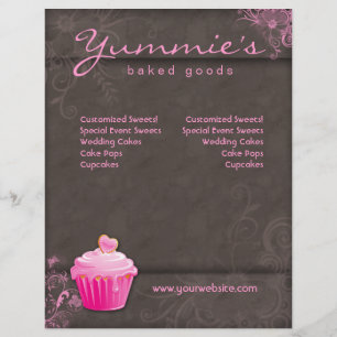 311 Bakkerij Flyer Cupcake Roze Floral Heart Brown