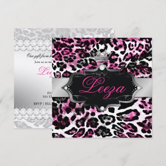 311-Barokesprinses Black Pink Leopard Metallic Kaart (Voorkant / Achterkant)