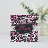 311-Barokesprinses Black Pink Leopard Metallic Kaart (Staand voorkant)
