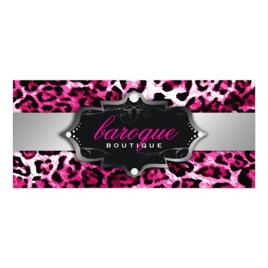 311 Barokke Boutique | Hot-roze leopard-rackkaart Reclamekaart (Voorkant)