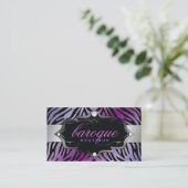 311 Barokke Boutique Paarse Zebra Visitekaartje (Staand voorkant)