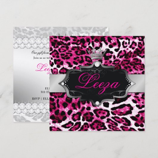 311-Barokprinses Leopard Metallic Kaart (Voorkant / Achterkant)
