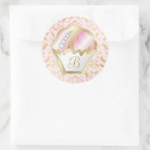 311 Bejeweled Cakes Monogram Roze achtergrond Ronde Sticker (Tas)