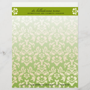 311-Belladonna Damask Limoen Letterhead Gepersonaliseerd Briefhoofd