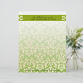 311-Belladonna Damask Limoen Letterhead Gepersonaliseerd Briefhoofd (Staand voorkant)